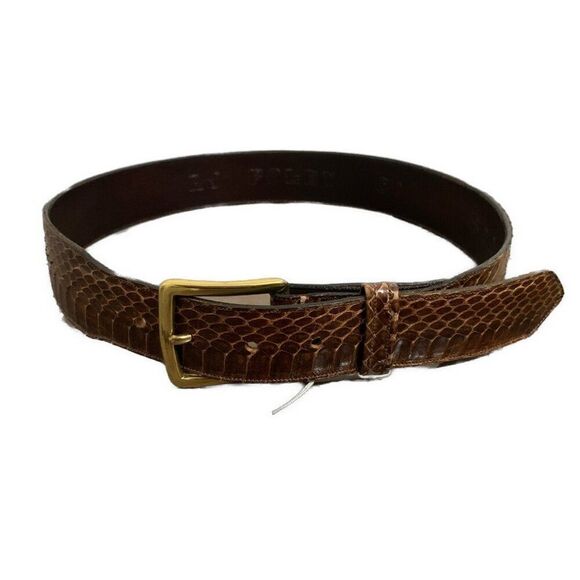Rj Foley Womens Solid Brown Genuine Snakeskin Belt - Picture 1 of 4
